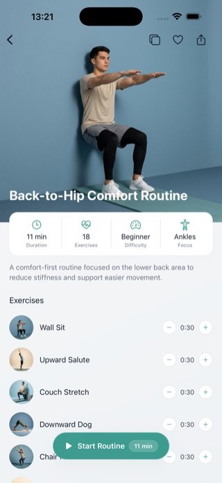 Design der Routine-Detailansicht in Flexor