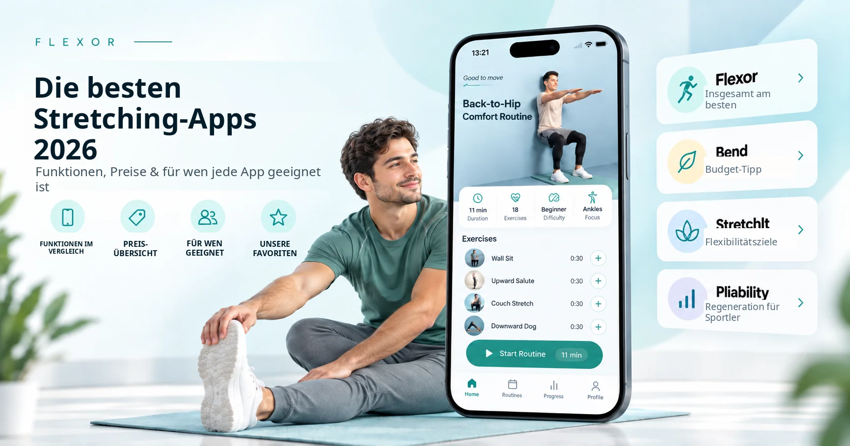Die besten Stretching-Apps 2026. Funktionen, Preise & für wen jede App geeignet ist