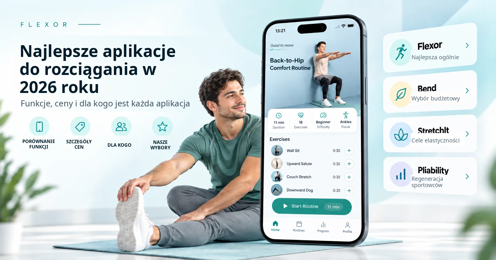 Najlepsze aplikacje do rozciągania w 2026 roku. Funkcje, ceny i dla kogo jest każda aplikacja