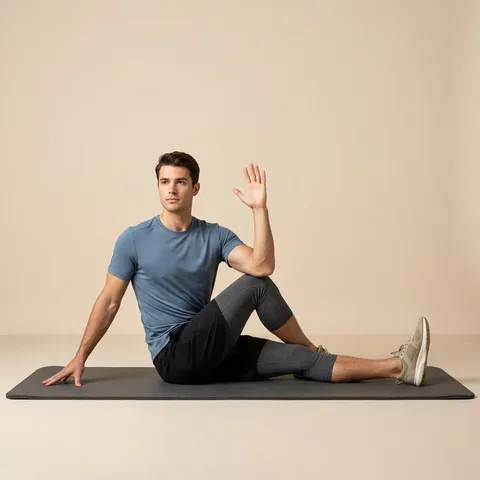 Person folgt einer Mobilitätsroutine im Sitzen auf einer Trainingsmatte