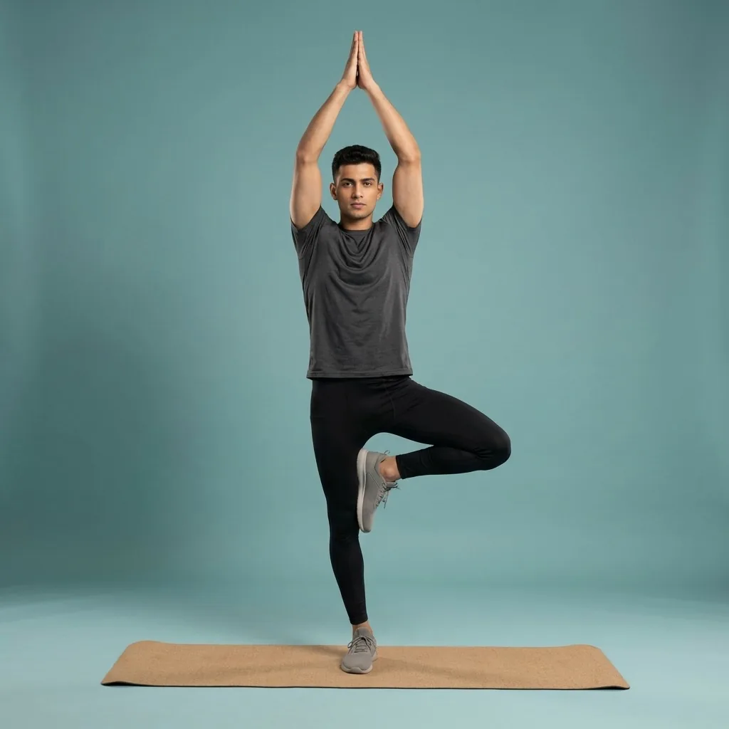 Tree pose focus during a personalised session