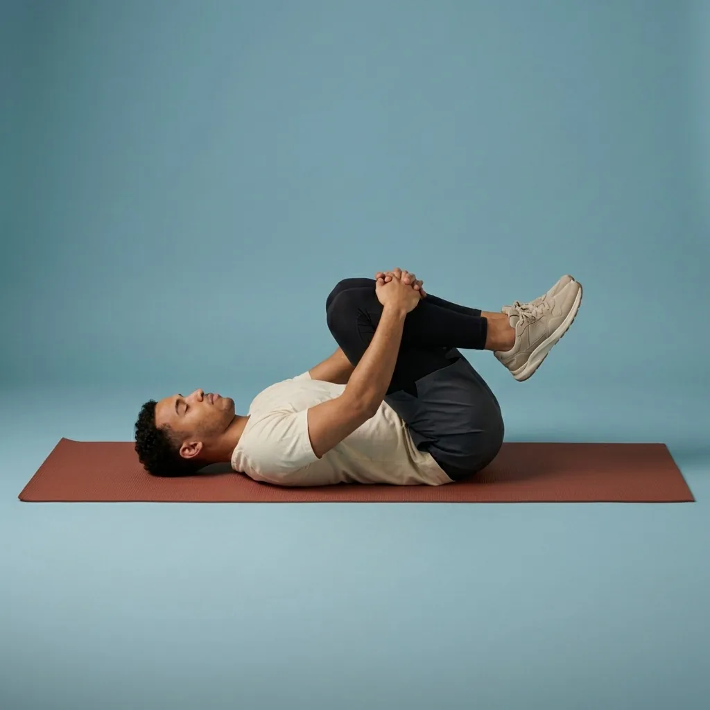 Knees-to-chest stretch for lower-back comfort
